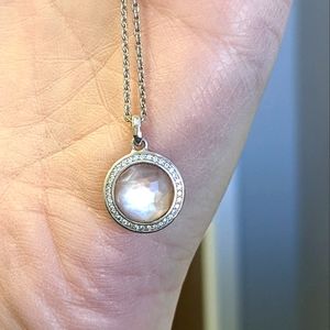 Ippolita Lollipop mini pendant necklace, pink mother-of-pearl and diamonds